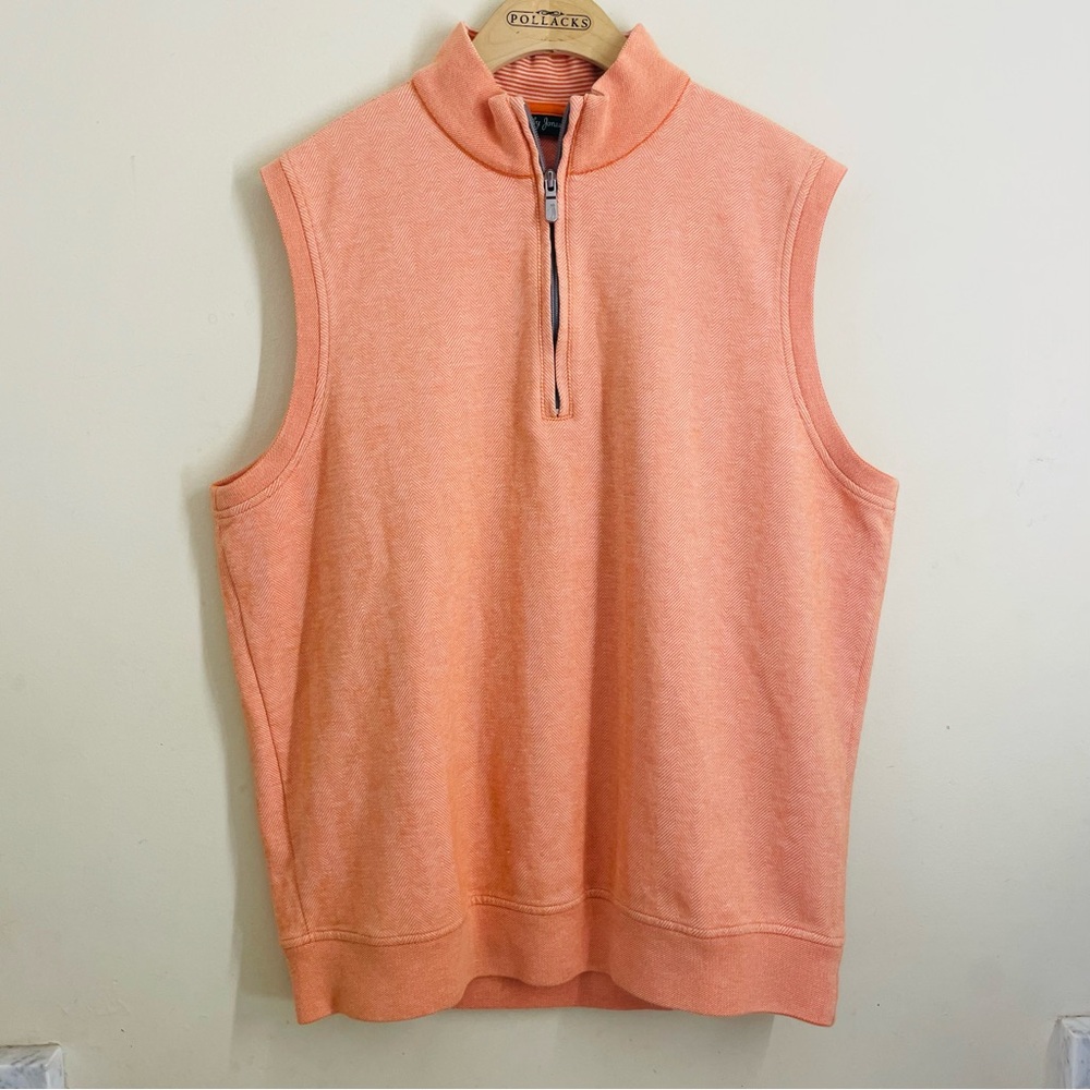 Bobby Jones Sleeveless Quarter-Zip Pullover Vest L Orange Pima Cotton Golf L